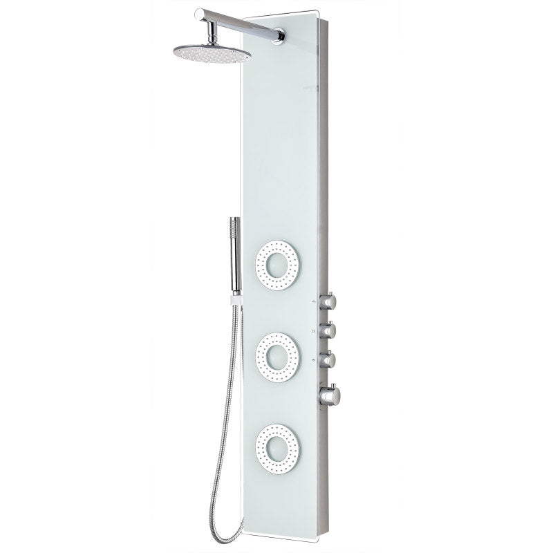 ANZZI Lynn 58 in. 3-Jetted Full Body Shower Panel with Heavy Rain Shower  and Spray Wand in White