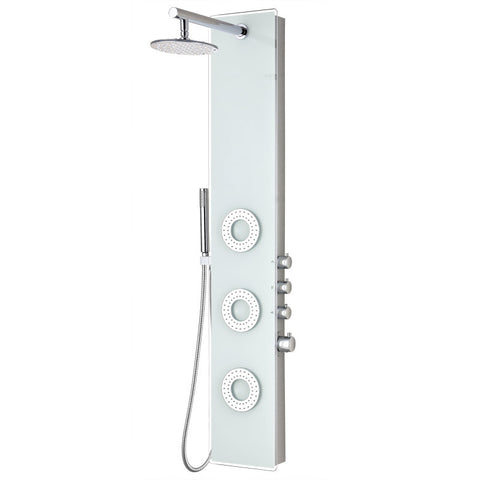 SP-AZ031 - ANZZI Lynn Series 58 in. 3-Jetted Full Body Shower Panel with Heavy Rain Shower and Body Jets and Spray Wand in White