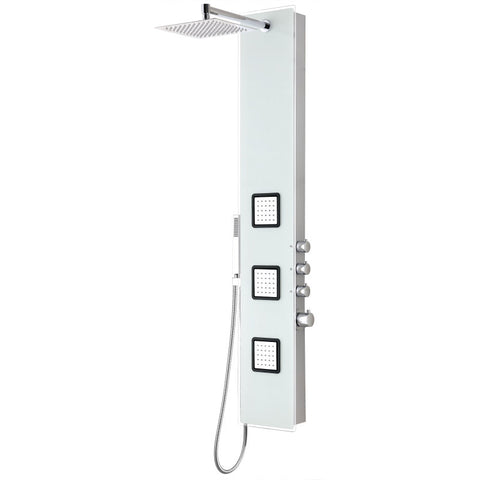 SP-AZ032 - ANZZI Leopard Series 60 in. 3-Jetted Full Body Shower Panel with Heavy Rain Shower and Body Jets and Spray Wand in White