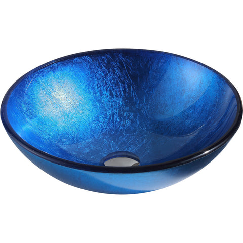LS-AZ027 - ANZZI Clavier Series 17 in. Bathroom Vessel Sink with Scratch-Tough and Stain-Resistant Surface in Lustrous Blue Glass