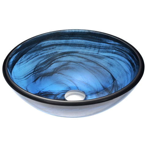 LS-AZ048 - ANZZI Soave Series 17 in. Bathroom Vessel Sink with Scratch-Tough and Stain-Resistant Surface in Sapphire Wisp Glass