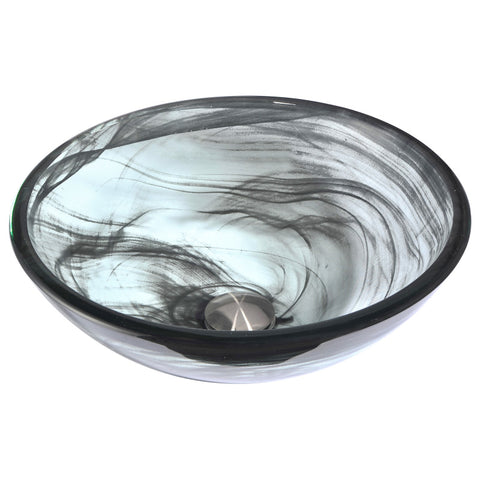 LS-AZ054 - ANZZI Mezzo Series 17 in. Round Bathroom Vessel Sink with Stain-Resistant Non-Porous Surface in Slumber Wisp Finish Glass
