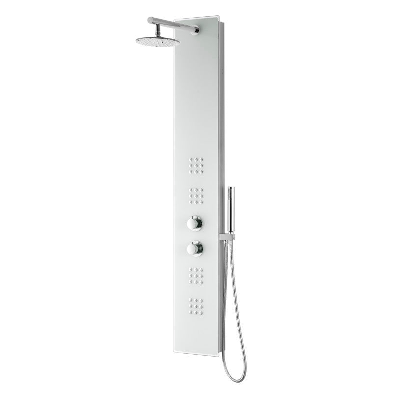 ANZZI Veld Series 64 in. Full Body Shower Panel System with Heavy Rain  Shower and Spray Wand in White