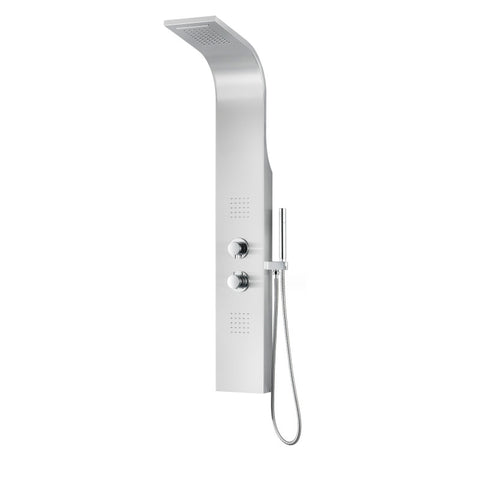 SP-AZ038 - ANZZI ANCHORAGE Series 60 in. 2-Jetted Full Body Shower Panel System with Heavy Rain Shower and Spray Wand in Brushed Steel