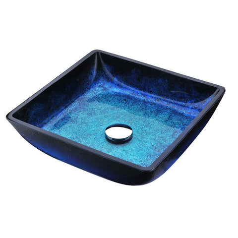 LS-AZ056 - ANZZI Viace Series 15 in. Bathroom Vessel Sink with Scratch-Tough and Stain-Resistant Non-Porous Surface in Blazing Blue Glass