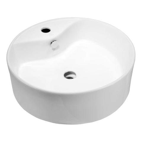 LS-AZ129 - ANZZI Vitruvius Series 19 in. L x 19 in. W 1-Hole Deck Mount Round Non-Porous Bathroom Vessel Sink in Glossy White Ceramic