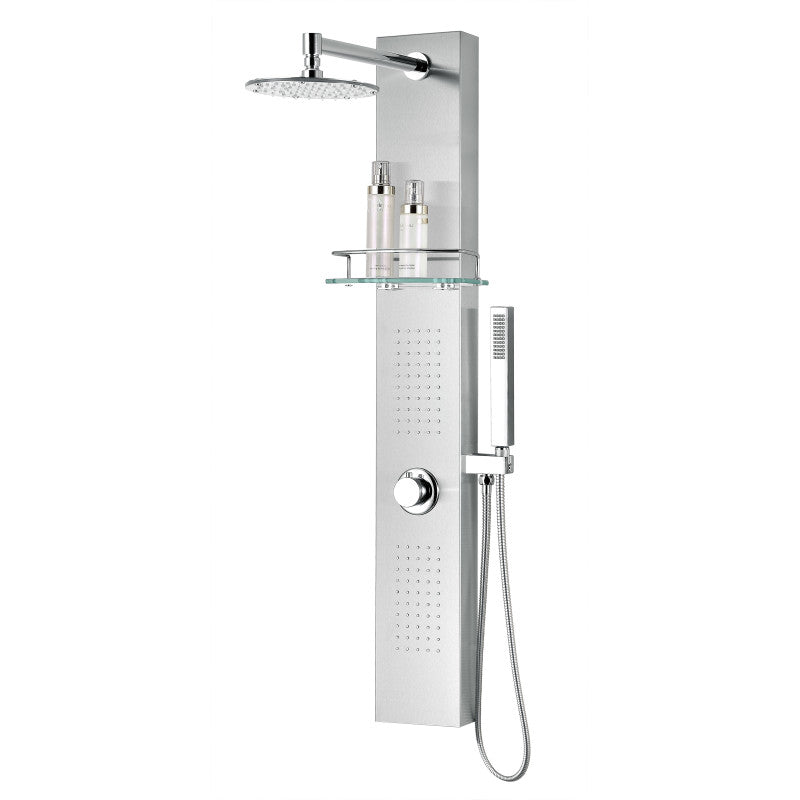 ANZZI Coastal 44 in. Full Body Shower Panel with Heavy Rain Shower and  Spray Wand in Brushed Steel