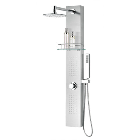 SP-AZ075 - ANZZI Coastal Series 44 in. 2-Jetted Full Body Shower Panel System with Heavy Rain Shower and Spray Wand in Brushed Steel