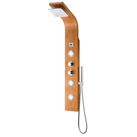 SP-AZ059 - ANZZI CRANE Series 60 in. 3-Jetted Full Body Shower Panel System with Heavy Rain Shower and Spray Wand in Natural Bamboo