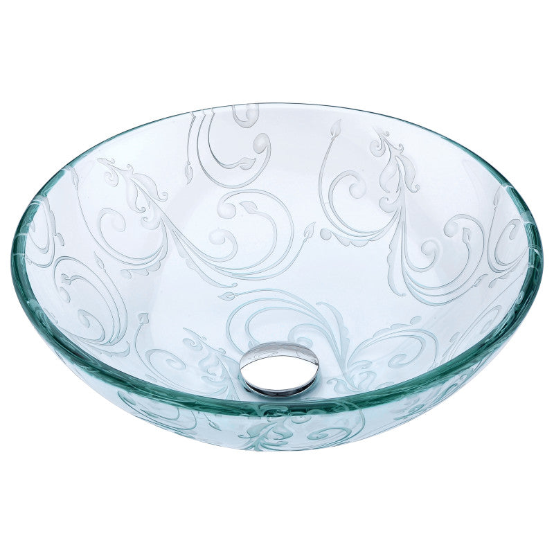 ANZZI Kolokiki Series Vessel Sink with Pop-Up Drain in Crystal Clear Floral