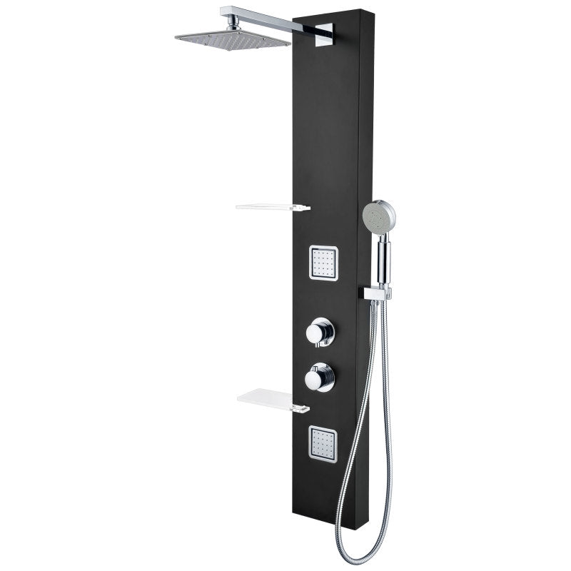 ANZZI Ronin 52 in. 2-Jetted Full Body Shower Panel with Heavy Rain Shower  and Spray Wand in Black
