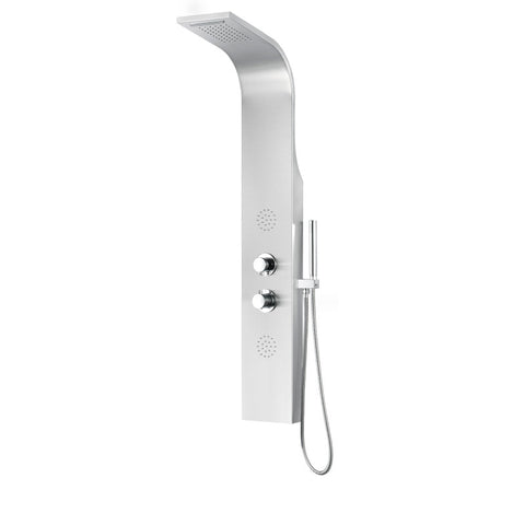 SP-AZ037 - ANZZI Vanzer Series 52 in. Full Body Shower Panel with Heavy Rain Shower and Body Jets and Spray Wand in Brushed Steel
