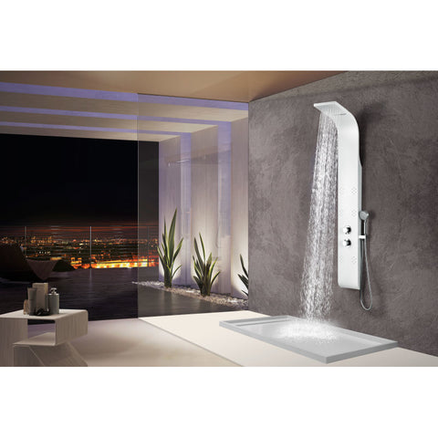 SP-AZ8091 - ANZZI Lyric Series 64 in. 6-Jetted Full Body Shower Panel with Heavy Rain Shower and Body Jets and Spray Wand in White