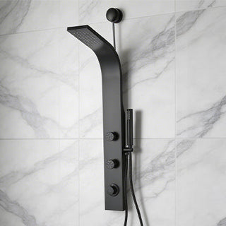 ANZZI's luxurious shower panels displayed in a modern bathroom setting, showcasing exquisite craftsmanship and opulent design, elevating the bathing experience to unmatched sophistication and comfort