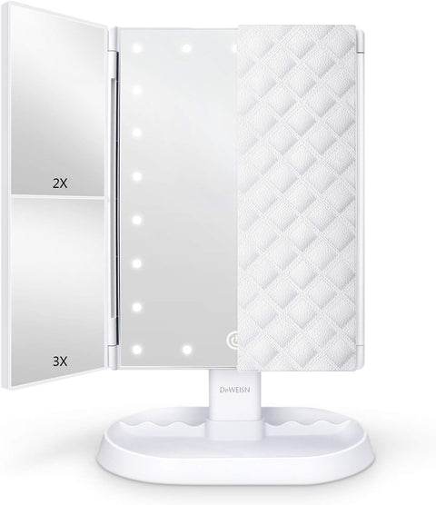 Anzzi Vanity LED Mirror Trifold Lighted with 1x/2x/3x Magnification and Touch Screen Dimming