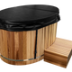 Luxury Cedar Oval Cold Plunge Tub with Stainless Steel Interior, Dual Covers, Easy Drainage, Steps & Headrest Included