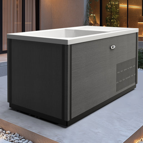 Luxury Cedar Oval Cold Plunge Tub with Stainless Steel Interior, Dual Covers, Easy Drainage, Steps & Headrest Included