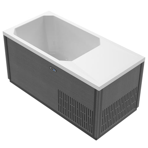 Luxury Cedar Oval Cold Plunge Tub with Stainless Steel Interior, Dual Covers, Easy Drainage, Steps & Headrest Included