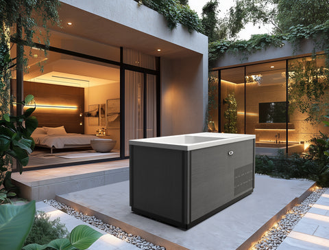 Luxury Cedar Oval Cold Plunge Tub with Stainless Steel Interior, Dual Covers, Easy Drainage, Steps & Headrest Included