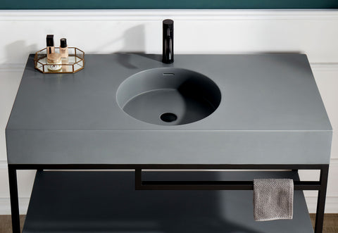 Siena 48" Console Sink in Matte Black with Matte Grey Counter Top