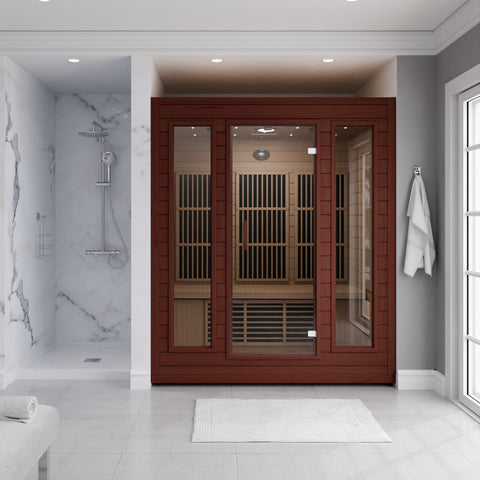 Curacao 3-Person Carbon FAR Infrared Hemlock Wooden Indoor Home Sauna