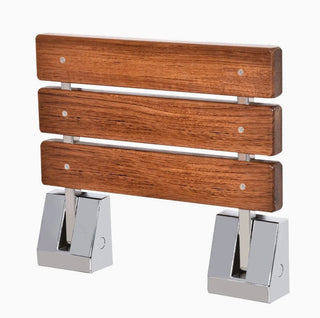 Wall-Mounted Folding Shower Seat – Teak Wood & Chrome Brackets