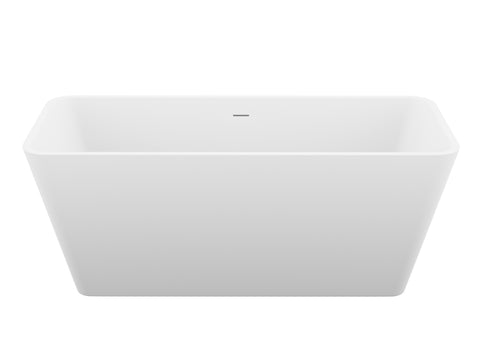 ANZZI Cenere 4.9 ft. Man-Made Stone Center Drain Freestanding Bathtub in Matte White