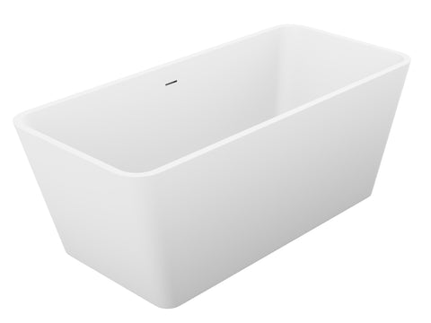 ANZZI Cenere 4.9 ft. Man-Made Stone Center Drain Freestanding Bathtub in Matte White