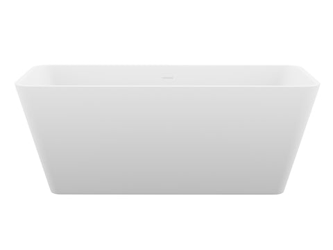 ANZZI Cenere 4.9 ft. Man-Made Stone Center Drain Freestanding Bathtub in Matte White