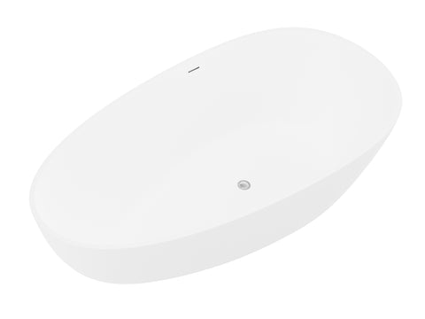 ANZZI Fiume 5.6 ft. Man-Made Stone Center Drain Freestanding Bathtub in Matte White