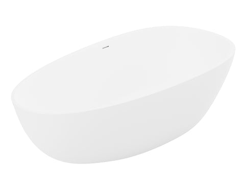 ANZZI Fiume 5.6 ft. Man-Made Stone Center Drain Freestanding Bathtub in Matte White