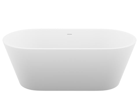 ANZZI Rossetto 5.6 ft. Solid Surface Center Drain Freestanding Bathtub in Matte White