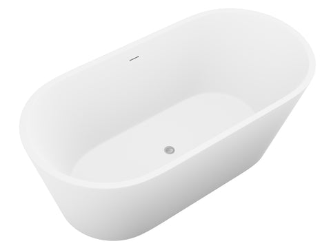 ANZZI Rossetto 5.6 ft. Solid Surface Center Drain Freestanding Bathtub in Matte White