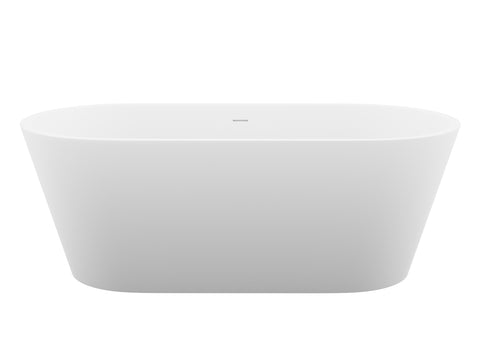 ANZZI Rossetto 5.6 ft. Solid Surface Center Drain Freestanding Bathtub in Matte White