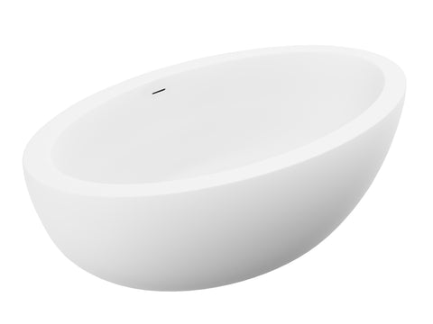 ANZZI Lusso 6.3 ft. Solid Surface Center Drain Freestanding Bathtub in Matte White