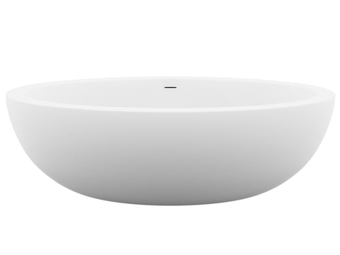 ANZZI Lusso 6.3 ft. Solid Surface Center Drain Freestanding Bathtub in Matte White