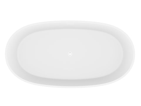 ANZZI Roccia 5.1 ft. Solid Surface Center Drain Freestanding Bathtub in Matte White