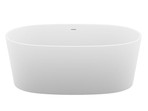 ANZZI Roccia 5.1 ft. Solid Surface Center Drain Freestanding Bathtub in Matte White