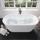 ANZZI Roccia 5.1 ft. Solid Surface Center Drain Freestanding Bathtub in Matte White