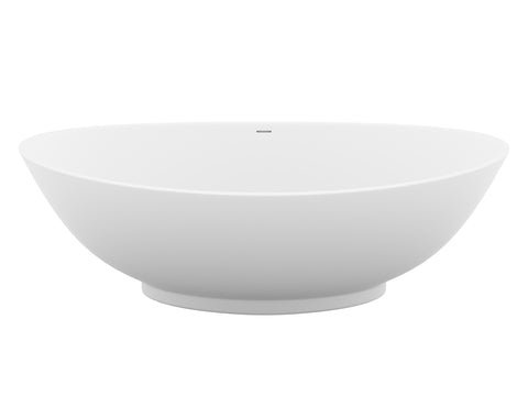 ANZZI Ala 6.2 ft. Solid Surface Center Drain Freestanding Bathtub in Matte White