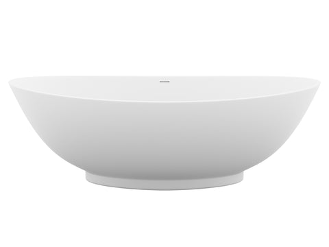 ANZZI Ala 6.2 ft. Solid Surface Center Drain Freestanding Bathtub in Matte White