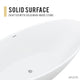 ANZZI Ala 6.2 ft. Solid Surface Center Drain Freestanding Bathtub in Matte White