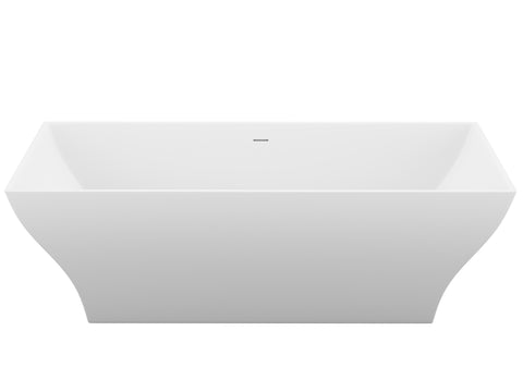 ANZZI Crema 5.9 ft. Solid Surface Center Drain Freestanding Bathtub in Matte White