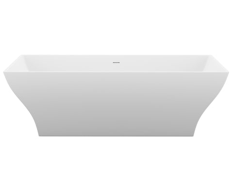 ANZZI Crema 5.9 ft. Solid Surface Center Drain Freestanding Bathtub in Matte White