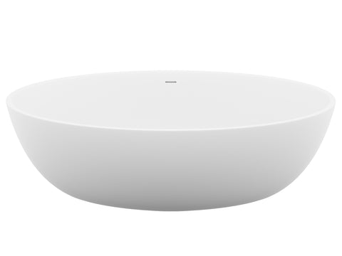 ANZZI Cestino 5.5 ft. Solid Surface Center Drain Freestanding Bathtub in Matte White