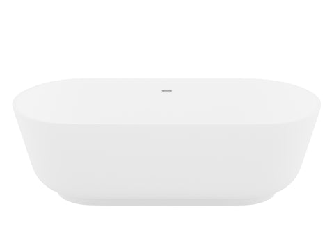 ANZZI Sabbia 5.9 ft. Solid Surface Center Drain Freestanding Bathtub in Matte White