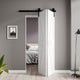 ANZZI Waitomo Series 18 in. x 84 in. Pure White Finish MDF Interior Folding Barn Door with Hardware Kit in Matte Black