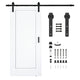 ANZZI Cenote Series 36 in. x 84 in. Unfinished Ready-to-Stain MDF Interior Sliding Barn Door with Hardware Kit in Matte Black