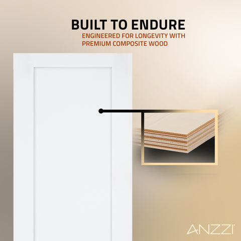 ANZZI Cenote Series 36 in. x 84 in. Unfinished Ready-to-Stain MDF Interior Sliding Barn Door with Hardware Kit in Matte Black