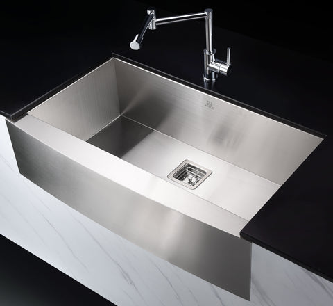 ANZZI Elysian Farmhouse Stainless Steel 32 in. 0-Hole Single Bowl Kitchen Sink in Brushed Satin